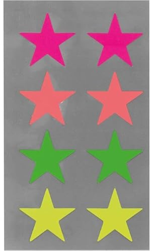 NEU Office Sticker Sterne, neon, Größe L, 4 Blatt