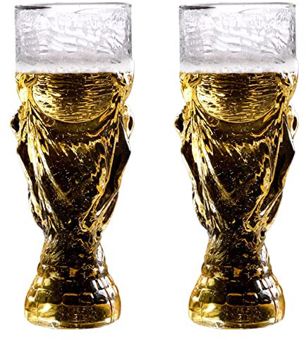 Teahutty Lot de 2 tasses à bière de la Coupe du monde 2022 - 600 ml - Tasse à bière créative en verre borosilicate pour fête de football