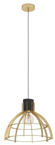 Eglo Pendant Lighting Stillington, Ceiling Light Fitting | hanging lamp for dining and living room made of metal in black gold, E27 socket