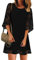 Roskiky - Robe à manches 3/4 pour femme - Tunique d’été - Robe avec dentelle florale, Noir , XL