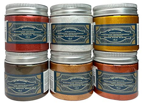 CSY art gallery Silver-Gold Metallic Acrylic Paint Set Pearlescent Paints With Bottles, Art Supplies for Painting on Canvas, Parper, Wood, and DIY Projects (2fl oz 60ml) (Metallic Rococo)