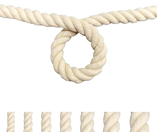FOSER Baumwollseil, Makramee Garn, BaumwollKordel für DIY Handwerk, Dekorative Projekte, Haustier Spielzeug (16mm(4M))