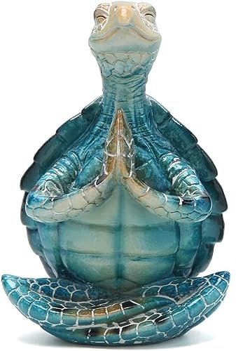 VVGIFTS Sea Turtle Meditation Zen Yoga Coastal Beach Resin Statue for Decor