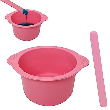 KVZVK Silicone Wax Bowl for Hair Removal, Reusable Non-Stick Wax Pot Liner with Wax Spatula (Pink)