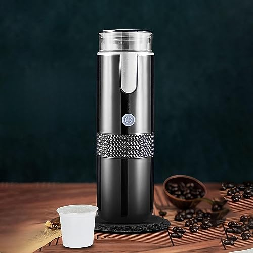 Jiawu Machine Expresso Portative, Mini Cafetière Portative, Machine à café électrique Rechargeable, Cafetière de Voyage Compatible avec la Capsule K et le café Moulu pour le Camping