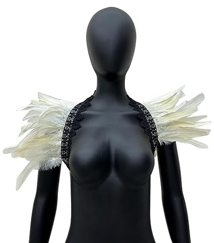 Federumhang,Asudaro Damen Natürlicher Federschal Umhang Gothic Feder Achselzucken Poncho Kragen Mode Federumhang Umhang Aus Federboa Achselzucken Schal Stola Poncho Für Halloween Party Typ 11