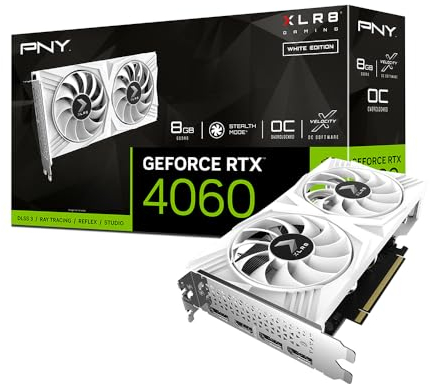 PNY GeForce RTX™ 4060 8GB XLR8 Gaming Verto Dual Fan OC White Edition Graphics Card DLSS 3