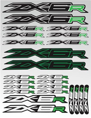 Motorrad Reflektierende wasserdichte Aufkleber Mit Logo Körper Kraftstoff Tank Schwanz Box Aufkleber Aufkleber for ZX-6R ZX6R ZX6r (Color : Green)