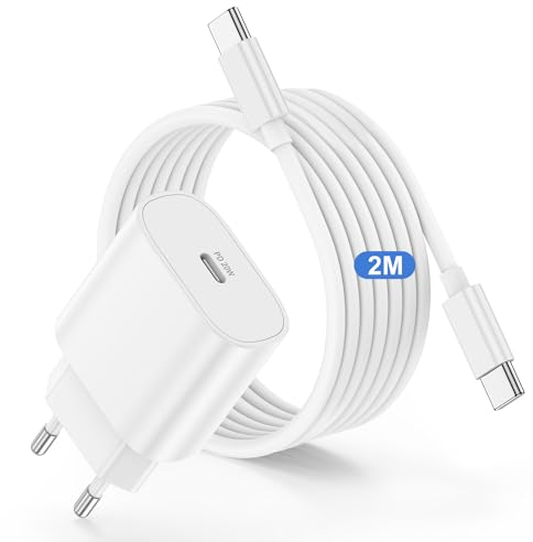 iPhone 15 Ladegerät mit Ladekabel,USB C Ladekabel 2M Lang Original mit Typ C Power Adapter,USB C Schnellladegerät Netzteil Stecker und USB C Kabel für iPhone 15 Pro Max/Plus,iPad Pro/Mini/Air,Samsung