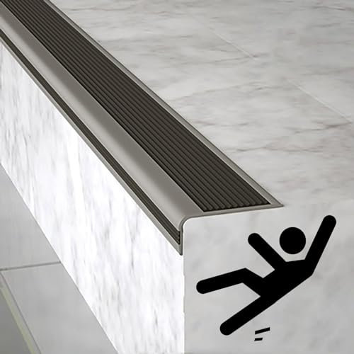 Treppenkantenprofil Selbstklebend ,flexible Gummistufen,L-förmige Nasenkantenleiste, PVC-Gummi-Treppenstufen, Traktionsstufen Für Bodenbeläge Im Innen- Und Außenbereich ( Color : Black gray , Size : 5
