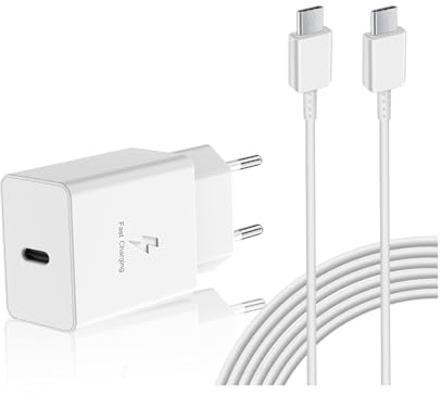 Cargador para Samsung Carga Rapida, 15W USB C Enchufe con 1,5M Cable Compatible con Samsung Galaxy S23 S22 S21 S20fe S10 S9 S8 A54 A53 5g A51 A50 A34 A33 A13 Tipo C Adaptador Cabezal Cargado Pared