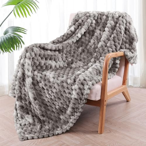 Exclusivo Mezcla Kuscheldecke Fleece Decke, Flauschige Sofadecke 130 x 170 cm, Jacquard-Überwurfdecke Wohndecke Tagesdecke, Warm und Leicht für Ganzjahreszeit, Grau