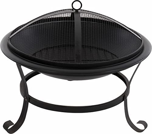 RedFire – Atlanta – Schwarz - Stahl – Feuerschale – Feuerplatz – Stabiler Stahl – Durchmesser 51cm - Terrassenheizung – Ambiente-Kamin