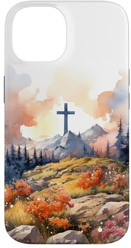 Christliches Jesus Glaube Kreuz Aquarell Illustration Grafik Hülle für iPhone 14