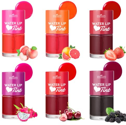 Baorder 6 Farben Lip Tint Fleck Set,Langlebige wasserdichte Lipgloss koreanische Lippenöl,Multi-Use Lip&Cheek Tönung für Frauen