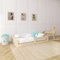 Need Sleep Montessori Bett Kinder Bodenbett 90x190 cm mit Rausfallschutz Lattenrost Kinderbett am Boden Niedrig Kids Floor Bed Bodentief aus Holz Mädchen Junge