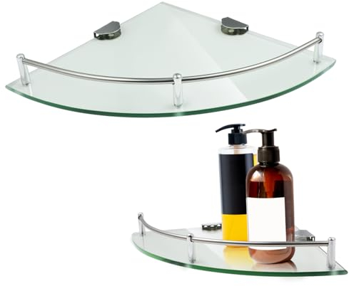PRETYZOOM 2St Glasstativ Schweberegale aus Glas eckregal wandhalterung Eckdusche Eckregale für die Wand Eckwandregal einzelne Schicht Eckrahmen Shampoo-Rack Veranstalter Rostfreier Stahl