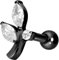 PIERCINGLINE 3 tlg. Titan Ohrpiercing mit Gewinde KRISTALLZWEIG Piercing Nase Ohr Helix Tragus Schwarz 6 mm