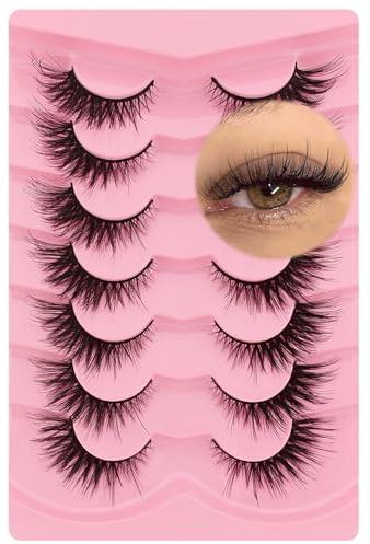 7 Paare 3D Falsche Wimpern Katzenauge, Cat-Eye Natürliche Künstliche Wimpern Extensions Set, Fox Eye Artificial Künstliche Wimpern Natürlich Look, Angel Winged Fake Lashes Faux Mink Wimpern(J1-K01)