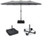 KOMFOTTEU Sombrilla Doble 451,5x264cm, Sombrilla de Jardín con Manivela y Base, Parasol Grande Rectangular con Altura 243 cm, Sombrilla con Protección UV para Patio, Terraza, Piscina (Gris)