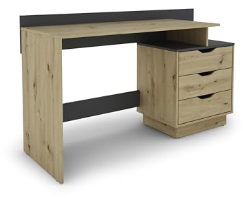 byLIVING Schreibtisch Belfast/Rechts oder Links montierbar / 3 Schubkästen/Artisan Eiche - Anthrazit/Bürotisch/Schreibtisch/B 138, H 83,5, T 51,5 cm