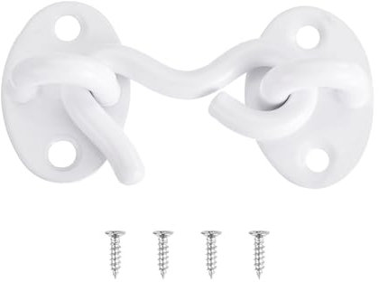 QUARKZMAN 2 Gancio Occhiello Serratura Porta Fienile Privacy Hardware Serratura Cancello Acciaio Inossidabile per Finestra Cabina Ganci Porta Scorrevole Camera Letto Bagno, Bianco
