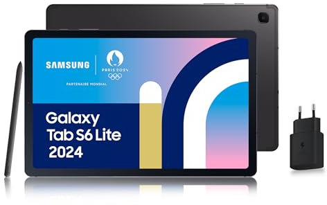 Samsung Galaxy Tab S6 Lite 2024, 10.4'' 64Go, WiFi, Anthracite, avec Chargeur secteur rapide 25W, S Pen Inclus, FR Version