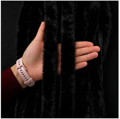 Rockreyoa Kunstfellband 3cm| Plüschband aus weichem Fellimitat zum Basteln & Dekorieren – DIY Plüschborte für Weihnachtsmützen, Kostüme, Geschenke & Nähprojekte Schwarz 3m