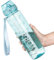 OLDLEY 1L Sports Water Bottle with Straw, Tritan 1 Litre Motivational Drink Bottle, BPA Free Leakproof Transparent Water Bottle with Time Marker for Cycling, School, Gym, Outdoor (Sky)