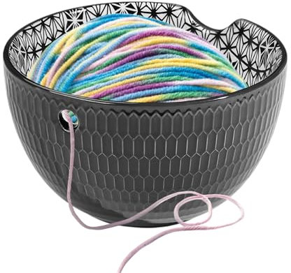 Bol De Stockage De Fil, Bol à Fil En Céramique, Bol à Crochet En Céramique, Bol à Laine, Bol En Laine Fait à La Main Pour Tricoter Des Accessoires De Crochet, Cadeaux De Bricolage (15,5 X 9,5 cm)