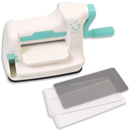 Craftelier - Mini Troqueladora Minty Cut | Compatible con Troqueles Metálicos Finos y Carpetas de Embossing | Tamaño de las Placas 16,5 x 7,5 cm | Tamaño Aprox. de la Máquina 20,5 x 9 x 12 cm