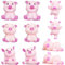 Meleager Glücksschweine Rosa 10 Stück, Glücksschweinchen Mini Figuren, Glücksbringer Schwein, Kleine Glücksschweinchen Silvester, Schwein Deko für DIY Handwerk, Kuchen Deko, Fee Garten Decoratino