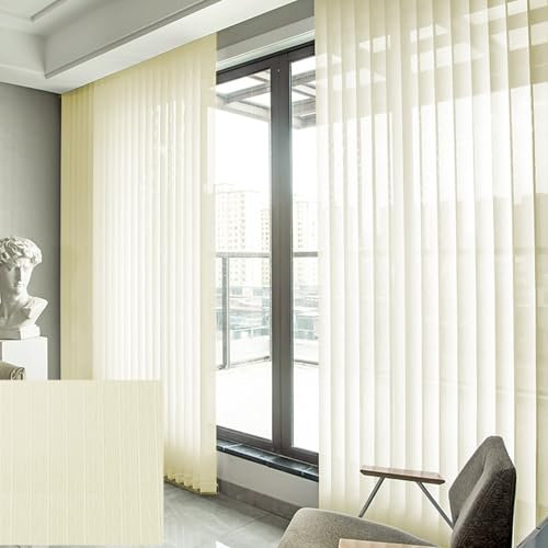 ZHUOZ1T Lamellenvorhang raumverdunkelnd 100% Komplettset Vertikaljalousie,Blickdicht lichtdurchlässig Tür Fenster Lamellen Rollo Schiebegardine,Breite×Höhe (165cm x 200cm,Beige)