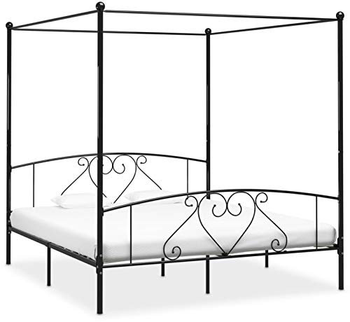 ShGaxin Himmelbett-Gestell Schwarz Metall 200 x 200 cm, Bett, Bed Frame, Familienbett, Bettrahmen, Bett Gestell, Bett Rahmengestell, Schlafzimmer Bett - 284439