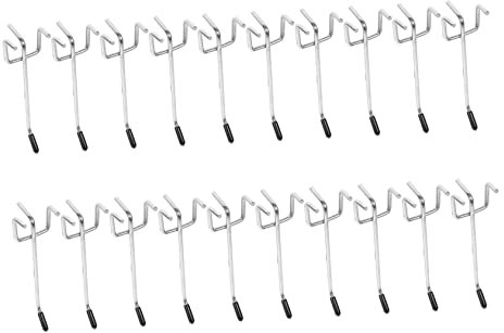 OKUMEYR 20 Pack Metal Pegboard Hooks 3-Leg Sturdy Iron Hooks for Tools Home Garage Storage .5mm Rubber Caps