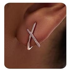 MUMREUES Rose Gold Earrings for Women Trendy 14K Rose Gold Plated Cubic Zirconia Diamond Stud Earrings 925 Sterling Silver Post Minimalist Lightweight Hypoallergenic Simple Jewelry Gift for Her