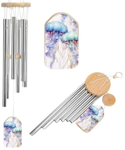 Wasserfarben-3D-Quallen-Windspiel für den Außenbereich, Windspiele für den Verlust eines geliebten Menschen, großes Windspiel für den Außenbereich, tiefer Ton