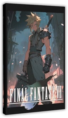 biegzc Final Fantasy 7 (VII) Wolke Anime Stil Poster Leinwand Poster Wandkunst Dekor Druck Bild Gemälde für Wohnzimmer Schlafzimmer Dekoration 20 x 30 cm