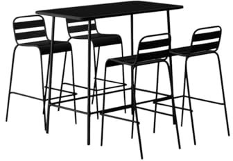 Vente-unique-Garten-Essgruppe hoch: Tisch L. 120 cm + 4 Stühle - Metall - Schwarz - MIRMANDE von MYLIA