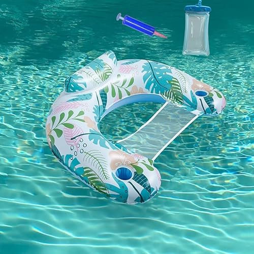 Flotteur de piscine de qualité supérieure pour adultes – Chaise gonflable confortable avec porte-gobelets et appuie-tête, essentiel pour les fêtes d'été à la piscine, blanc
