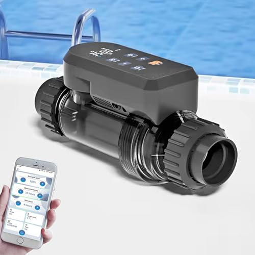 HNBYLMM Clorador Salino para Piscinas, Generador de Cloro Salino con Control App Inteligente, Sixs Alarmas, Autolimpieza, Ajuste de Salida del 5-100%, para Piscinas de hasta 60.000 GAL,30g/h