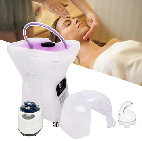 HCAUYNN Spa Japonais sans RéServoir, avec Fumigateurs, Lampe De LuminothéRapie, Cascade à Circulation d'eau à 360° Et Masseur Manuel,FumigationFullSet+HeadMassager
