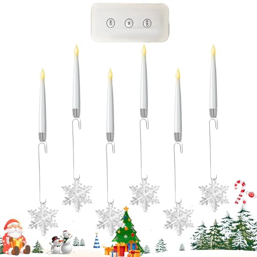 Huayeex Weihnachtsbaum Kerzen,Batteriebetriebene Flackernde LED Kerzen Deko | 6er Set Weihnachtsdekoration Für Drinnen Draußen Zuhause Kamin Fensterbank Garten
