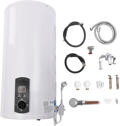 100L Electric Water Heater 2000W 220V Storage Hot Water Boiler Wall Mounted with LED Display and Shower Head for Fast White Instant Heating in Bathroom Kitchen Salon Caravan Car SUV Truck