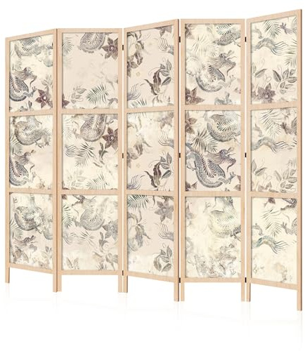 LUMASOUL Japanische Trennwand Paravent Raumteiler 225x172 cm Japan | 5 teilig Dekorativ, Shoji-Stil, faltbar, freistehend, als Sichtschutz für Wohnräume