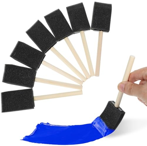 8 PCS Sponge Brushes for Painting, 1.6 Inch Foam Paint Brushes with Wood Handle for Painting, Craft, Staining, Varnish, Touch up on Wood, Canvas