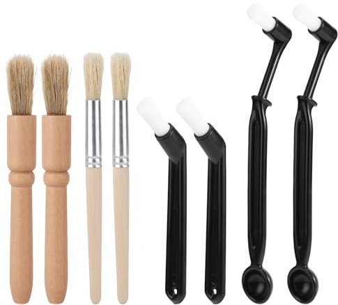 8pcs Coffee Cleaning Brush Set, Espresso Machine & Grinder Cleaning Brushes Long Handle Flexible Brush Cleaner and Scoop Tool for Clean Coffee Maker Grinder Brew Head and Barista Accessories