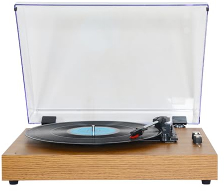 Record Player Portable Turntable 3 - Speed 7/10 / 12 Inch with Bluetooth 5.0 Wireless Speakers - Retro Design, Multiple Connectivity, Ideal for Music Lovers (UK)