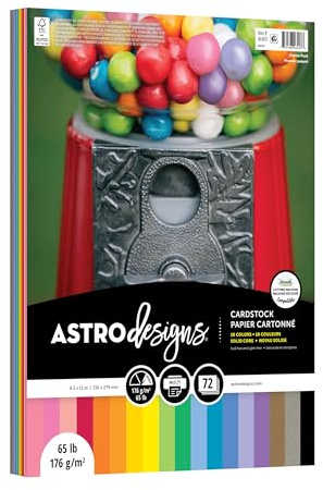Neenah Astrodesigns Cardstock Pack 8.5X11 72/Pkg - 18 Bold & Vivid Colors