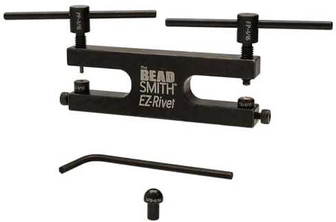 The Beadsmith EZ Rivet - Piercing and Setting Tool - Includes 1/16 T-bar Screws - Pierces Metal and Sets Rivets and Eyelets - Domed Base for Use with Rings - Ideal for Sheet Metal Up to 18 Gauge